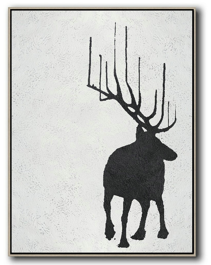 Acrylic Painting On Canvas,Black And White Minimal Painting On Canvas - Large Canvas Art